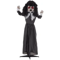 HOMCOM Horrorpuppe, Helloweendeko, gruselige Stimme & Musik, rote Augen, beweglich, 160 cm(m-10)
