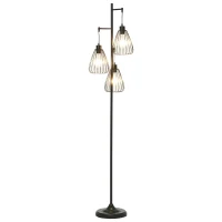 HOMCOM Lampada da Terra Vintage Industriale in Metallo Nero, Lampada a Piantana da Terra Moderna Ф35 x 170cm(m-1)