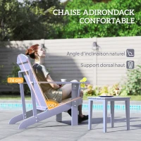Outsunny Fauteuil de jardin Adirondack grand confort porte-gobelet intégré bois de sapin traité peint gris(m-4)