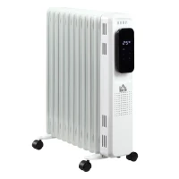 HOMCOM Radiador de Aceite bajo Consumo 2720W Radiador de Aceite Silencioso con 11 Elementos Temperatura Ajustable Protección contra Sobrecalentamiento Temporizador y Ruedas para 12-20 m² Blanco(m-1)