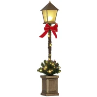 Outsunny Lampadaire de Noël lumineux LED de 1,25 m ornement décoration de Noël avec grappes de baies et nœud papillon(m-10)