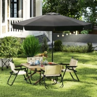 Outsunny 2.7m Patio Parasol Garden Umbrellas Outdoor Sun Shade Table Umbrella with Tilt, Crank, 8 Ribs, Ruffles, Black(m-2)
