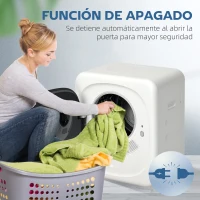 HOMCOM Secadora de Evacuación 4 KG 800W Función Antiarrugas Función Esterilizar 5 Programas Carga Frontal 48x40x56 cm Blanco(m-7)