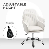 HOMCOM Velvet-Feel Office Chair with Adjustable Height and Wheels - Cream White(m-6)
