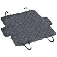 PawHut Funda de Asiento de Coche para Perros Cubierta Protectora Mascotas Antideslizante y Aperturas para Cinturón de Seguridad Fácil de Instalar y Limpiar 160x145 cm Gris(m-1)
