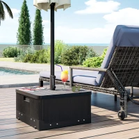 Outsunny Pied de parasol base de lestage parasol table d'appoint jardinière avec drainage roulettes et poignées PE et métal noir(m-2)