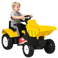 HOMCOM Kids Ride on Tractor No Power Pedal Go Kart with Manual Control Bucket for 3-6 Years Old(m-10)
