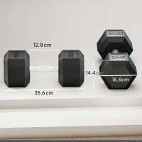 HOMCOM Manubri con impugnatura scanalata, manubrio in ghisa, 2 x 20kg per casa, palestra, allenamento di resistenza(m-3)