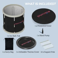 SPORTNOW 210L Outdoor Ice Bath Tub, with Lid, Cover, Carry Bag, Black(m-9)