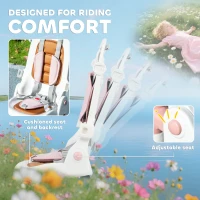 AIYAPLAY 5 in 1 Kids Trike with Adjustable Backrest, Toddler Tricycle with Push Handlebar, Adjustable Backrest, Pink(m-7)