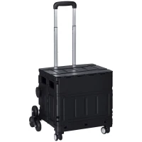 HOMCOM Carrinho de Armazenamento Dobrável Carrinho de Compras com 2 Rodas para Subir Escadas Capacidade 35L 48x43x95 cm Preto(m-10)