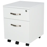 HOMCOM Cajonera de Oficina con Reudas Mueble Archivador con 2 Cajones Llave y Riel Colgante 40x45,5x52,5 cm Blanco(m-1)