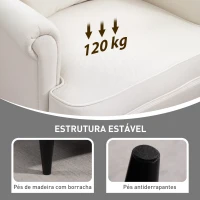 HOMCOM Poltrona com Apoio para Pés Poltrona de Leitura com Encosto Alto Capitonê e Pés de Madeira 75x83x104 cm Bege(m-6)