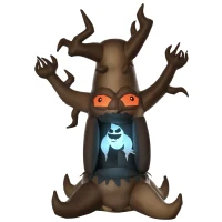 HOMCOM Aufblasbarer Halloween Baum Gespenst mit 3 Lichtern für den Garten Polyester Braun 180 x 140 x 240 cm(m-1)