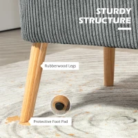 HOMCOM Modern Corduroy Double Seat Sofa w/ Wood Frame Foam Padding High Back Soft Comfortable Compact Couch Grey(m-5)