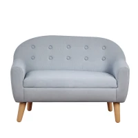 HOMCOM Children's Armchairs Kids Armchair Toddler Chair 2 Seater Wood Frame Mini Sofa for Bedroom Playroom Grey(m-10)