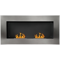HOMCOM Camino a Bioetanolo da Parete Realizzato in Acciaio Inox con 2 Bruciatori 0.9LT 110 x 54 x 14cm