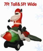 HOMCOM Babbo Natale Gonfiabile su Aereo 160cm con Luci LED Integrate, Decorazione Natalizia da Esterno(m-1)