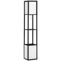 HOMCOM Lámpara de Pie de Madera con Estante para Bombilla E27 Potencia Máx. 40W Lámpara Moderna 26x26x156 cm Negro y Blanco(m-10)