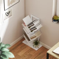 HOMCOM Estante em Forma de Árvore de 5 Níveis Estante de Livros com 5 Prateleiras e Estrutura de Aço 50x24x82 cm Branco(m-7)