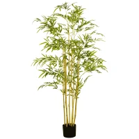 HOMCOM Bambù in Vaso Artificiale Alto 150cm per Interno ed Esterno, Verde(m-1)