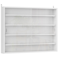 HOMCOM Vitrine murale pour objets de collection 4 étagère réglables en hauteur et 2 portes coulissantes 80 x 9,5 x 60 cm blanc
