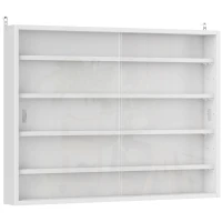 HOMCOM Vitrine murale pour objets de collection 5 étagère réglables en hauteur et 2 portes coulissantes 80 x 9,5 x 60 cm blanc(m-11)