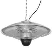 Outsunny Calefactor Exterior de Techo 1010/2210W Estufa de Infrarrojos con Mando a Distancia Ø58,5x33 cm 12,6 m² Plata