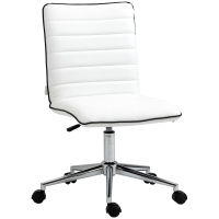 Vinsetto Silla de Oficina Sin Reposabrazos con Altura Ajustable Respaldo Tapizado en Piel Sintética 47x57x76,5-86,5 cm Blanco