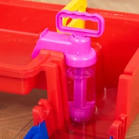 HOMCOM Juego de Agua para Niños Pista de Agua Set de 53 Piezas Juguete de Agua Aprendizaje para 3-6 Años Jardín Exterior Mesa de Agua Infantil Diversión Acuática Plástico Azul+Rojo 123 x 90 x 7 cm(m-5)