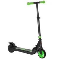 HOMCOM Patinete Eléctrico para Niños de +6 Años Scooter Eléctrico Plegable con Altura Ajustable Batería 24V Velocidad Máxima 8 km/h Carga 50 kg 71x36,5x75-80 cm Verde(m-10)