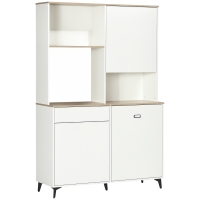 HOMCOM Dispensa Cucina in Truciolato e MDF con Ripiani Aperti, Armadietti e Cassetto, 119x41x180 cm, Bianco