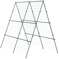Outsunny Garden Cucumber Trellis for Climbing Plants, A-Frame Trellis Plant Support with Climbing Net, DIY Adjustable Cucumber Support Frame for Raised Bed, Vegetables, Flowers, Fruit, Green(m-1)