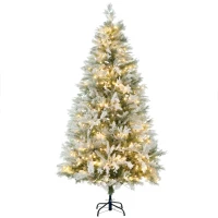 HOMCOM Árbol de Navidad Artificial 180 cm con 300 Luces LED Blancas Cálidas con 577 Ramas Apertura Automática Base Plegable(m-10)