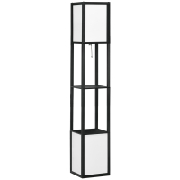 HOMCOM Lámpara de Pie de Madera con Estante para Bombilla E27 Potencia Máx. 40W Lámpara Moderna 26x26x156 cm Negro y Blanco