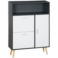 Homcom Pantofar Gri-Alb – 2 Usi Rabatabile & Spatiu 2 Niveluri(m-11)