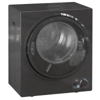 HOMCOM Tragbarer elektrischer Wäschetrockner 850W, Kapazität 33L, 4 Betriebsmodi, Edelstahl, 49 x 40,5 x 60 cm, Schwarz(m-5)