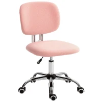 Vinsetto Scaun de Birou Fara Brate Scaun de Birou Pufos de Calculator Inaltime Reglabila Roti Pivotante Spatar Median Roz Pentru scoala computer mobila de studiu ergonomic pentru birou munca modern contemporan dormitor ergonomic cu masaj(m-1)