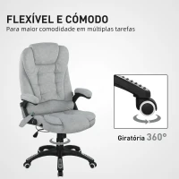 Vinsetto Cadeira de Escritório com 6 Pontos de Massagem Reclinável até 130° com Função de Aquecimento 65x71x110-120 cm Cinza(m-6)