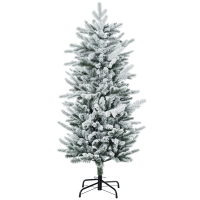 HOMCOM Sapin de Noël artificiel, pin naturel enneigé 267 branches de neige ouverture automatique base en acier 135 cm vert