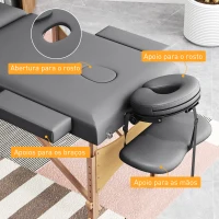 HOMCOM Marquesa de Massagem Dobrável Portátil com Altura Ajustável Apoio de Cabeça Apoios de Braço Acolchoados 215x60x64-89 cm Cinza(m-8)