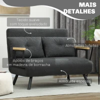HOMCOM Sofá Cama Sofá Convertível em Cama de 2 Lugares Dobrável com Encosto Ajustável em 5 Níveis e 2 Almofadas 102x73x81 cm Cinza(m-6)
