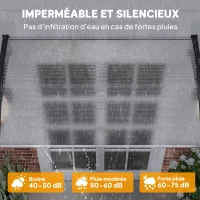 Outsunny Auvent de porte d'entrée toit marquise en polycarbonate protection contre pluie neige UV 0,9 x 1,5 m, transparente(m-5)