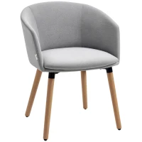 HOMCOM Cadeira de Sala de Jantar Estofada em Linho Sintético com Apoio para os Braços e Pés de Madeira 57x56x72cm Cinza(m-10)