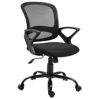 Vinsetto Silla de Oficina Silla de Escritorio de Malla Transpirable Basculante con Altura Ajustable Asiento Giratorio 360° y Soporte Lumbar 61x61x89-99 cm Negro