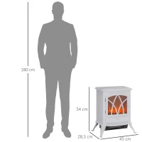 HOMCOM Chimenea Eléctrica 1000W/2000W con Efecto de Llama y Protección Sobrecalentamiento para 15-30 ㎡ 45x28,5x54 cm Blanco(m-3)