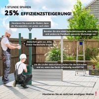 Outsunny Gerätehaus, Metall-Gartenhaus mit Pultdach, 249 x 121 x 166/183 cm, Einfache Montage, mit Doppeltüren, Grün(m-4)