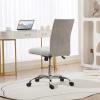 HOMCOM Silla de Oficina Sin Reposabrazos con Altura Ajustable y Asiento Giratorio, Revestimiento en Tejido, Gris(m-4)
