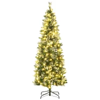 HOMCOM Árbol de Navidad Artificial 180 cm con 240 Luces LED y 618 Ramas Árbol con Soporte de Acero Ø68x180 cm Verde(m-1)