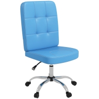 Vinsetto Silla de Oficina sin Brazos Silla de Escritorio Giratorio de Piel Sintética con Altura Ajustable 45x59x90-100 cm Azul